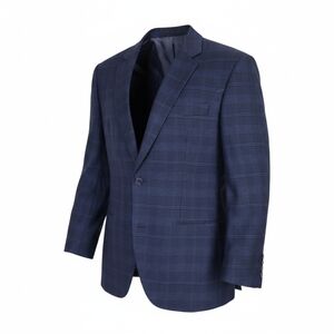 Alain Dupetit Blazer 50 50R Blue Black Plaid 2 Button Double Vented Tetron Blend